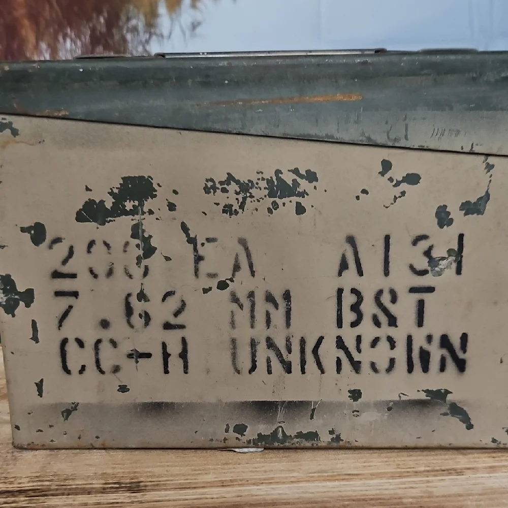 Vintage Metal Ammo Box - Army Green And Gray - Picture 16 of 16